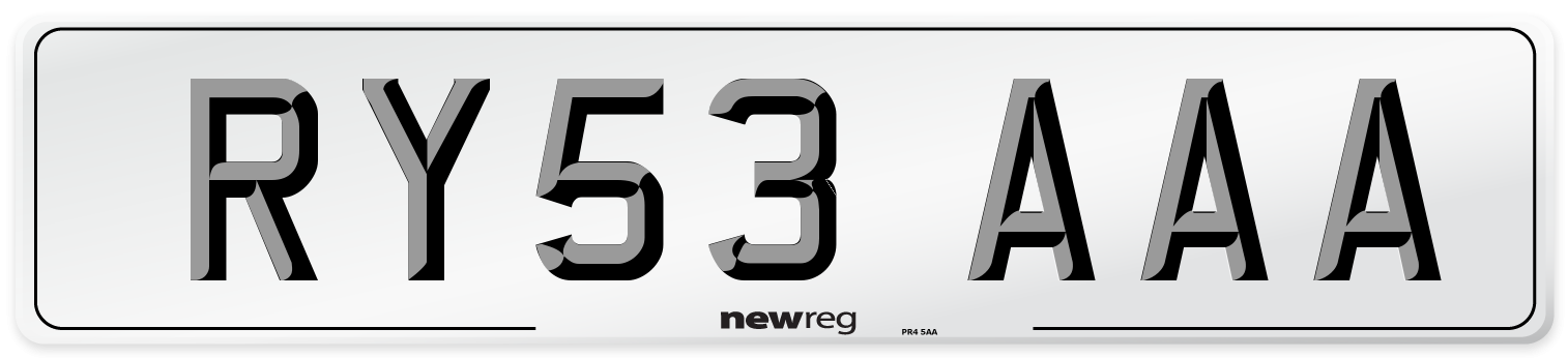 RY53 AAA Number Plate from New Reg
